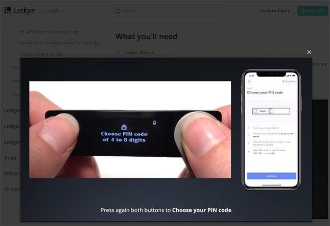 escolha um código PIN